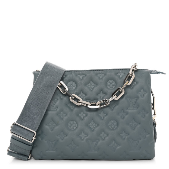 残少! Louis Vuitton ルイヴィトン COUSSIN PM BLEU GLACIER Louis Vuitton Coussin PM Monogram Embossed Blue Glacier in