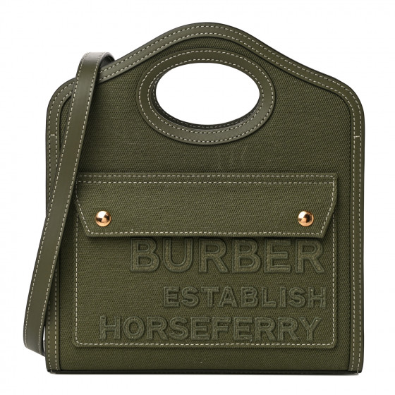 ハンドバッグ BURBERRY POCKET MIN HANDBAG INI COATED CANVAS Mini Pocket Bag in Natural/malt brown - Women, Canvas
