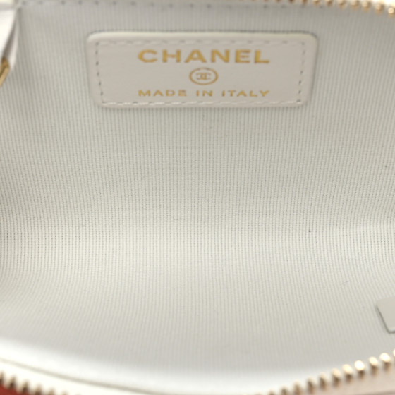 CHANEL Caviar Quilted Zipped Key Holder Case White 1284389