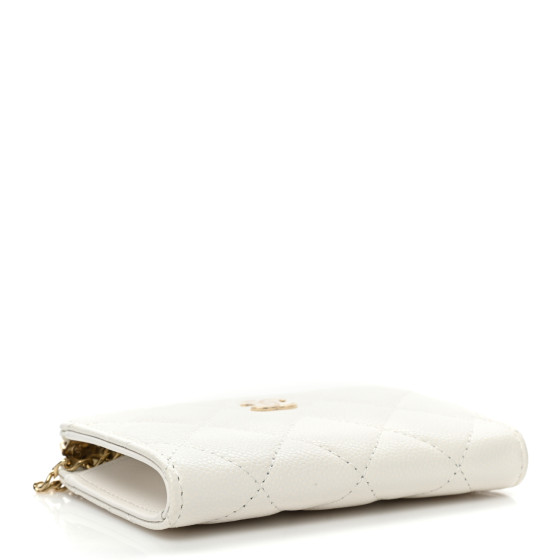 CHANEL Caviar Quilted Zipped Key Holder Case White 1284389