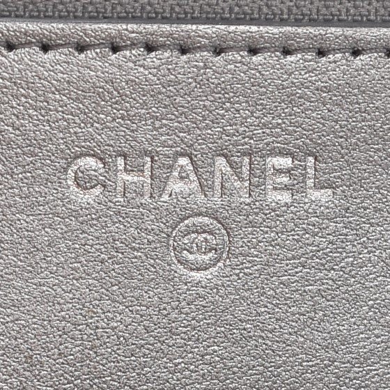 CHANEL Patent Metallic Crumpled Calfskin Chevron Quilted