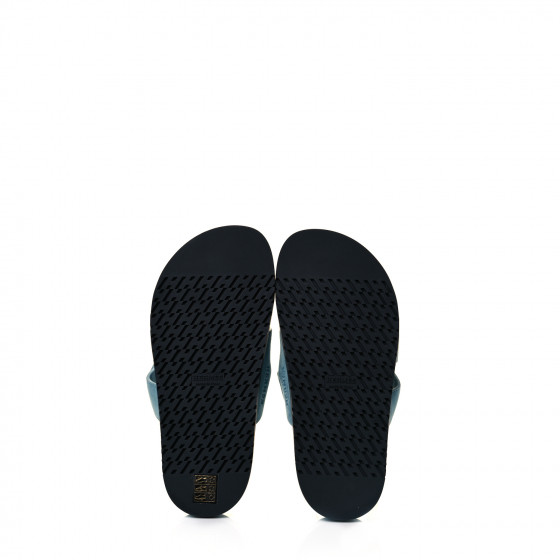 HERMES Suede Goatskin Womens Chypre Sandals 37 Vert d'eau