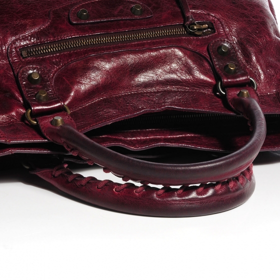 【関税＆送料込み】Balenciaga Bordeaux Leather City Flats Balenciaga Bordeaux Chevre Leather Motorcycle City Bag