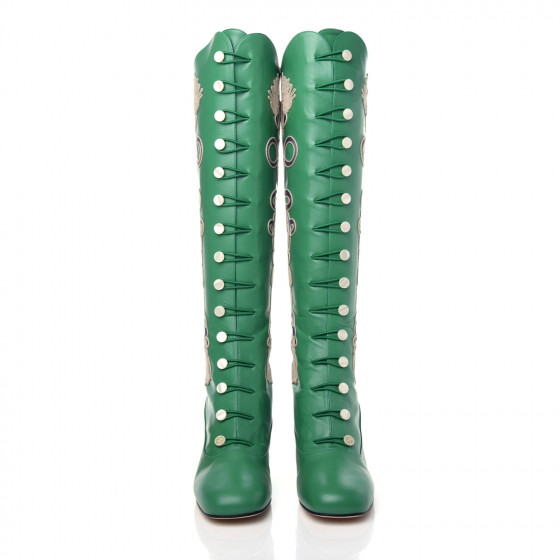 もんち GUCCI Calfskin Embroidered Amaya Knee High Boots 39 New