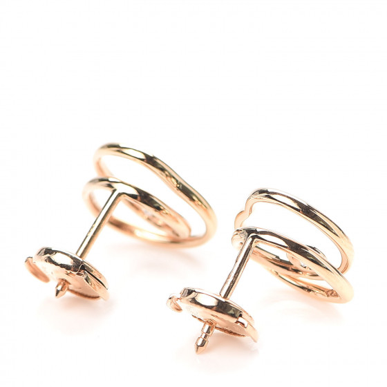 HERMES 18K Rose Gold Diamond TPM Vertige Coeur Earrings