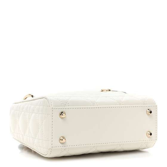 CHRISTIAN DIOR Lambskin Cannage Mini Lady Dior White 1437281