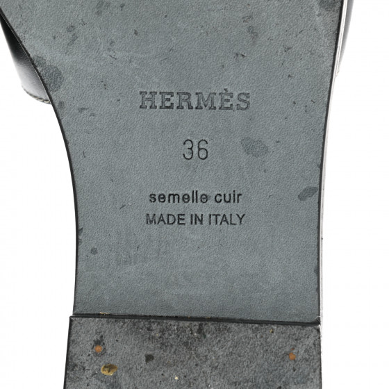 HERMES Box Calfskin Oran Sandals 36 Black 1096420 | FASHIONPHILE