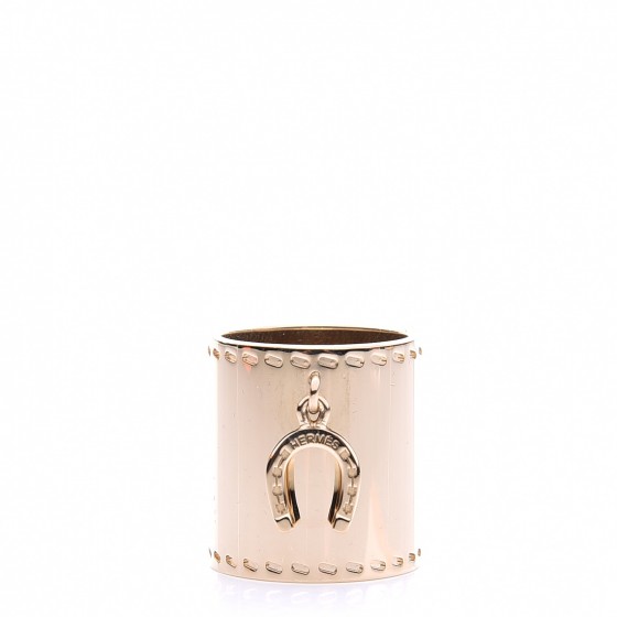 HERMES Charms Fer a Cheval Horseshoe Scarf Ring Gold 203439