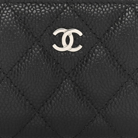 CHANEL Caviar Quilted Zip Coin Purse Black 1682079