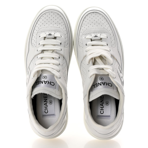 CHANEL Calfskin CC Womens Sneakers 36 White 1683700