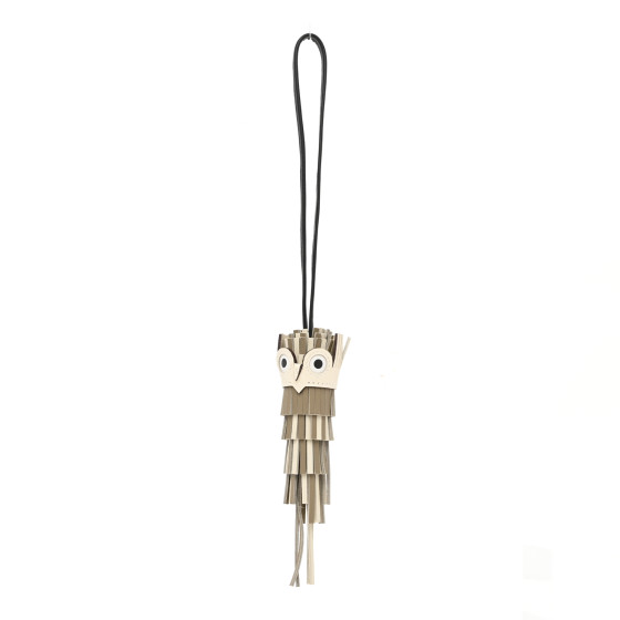 HERMES Milo Swift Epsom Chouette Bag Charm Beige Marfa Black