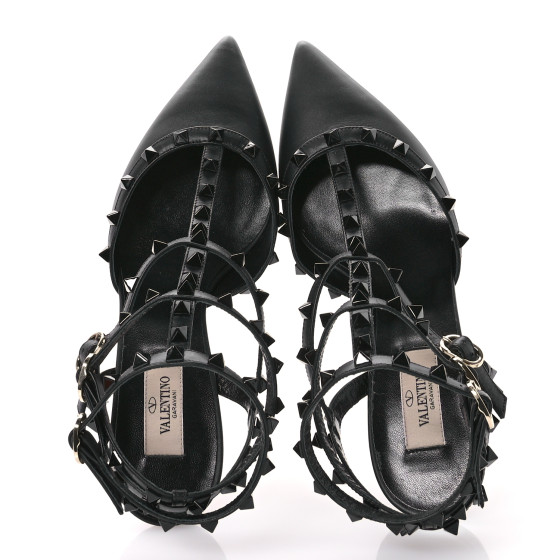 VALENTINO GARAVANI Calfskin Nappa Monochrome Rockstud Ankle