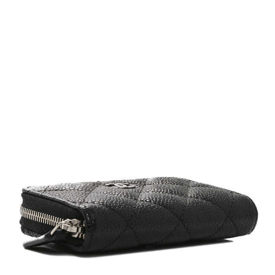 CHANEL Caviar Quilted Zip Coin Purse Black 1682079