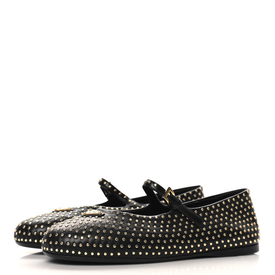 バレエシューズ PRADA BLACK VELVET RHINESTONE BALLERINA WITH LOGO TRIANGLE Black Velvet ballerinas | PRADA