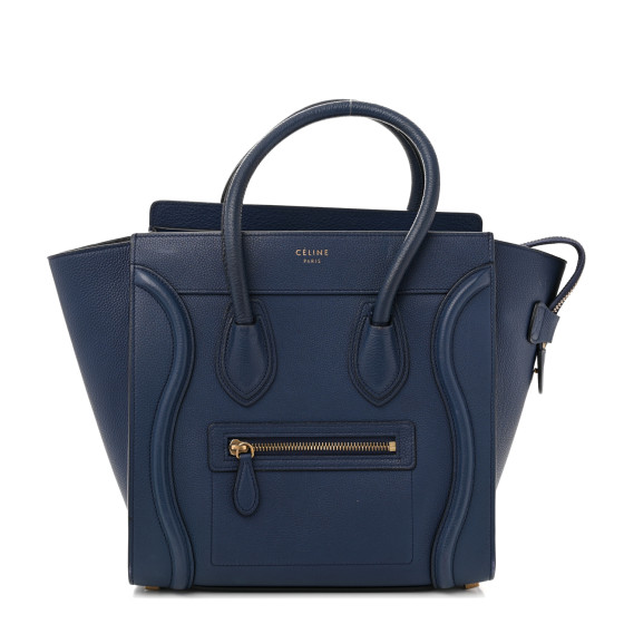 ☆100％直営店買付☆【CELINE】MICRO LUGGAGE DRUMMED CALFSKIN CELINE Drummed Calfskin Micro Luggage Marine 1681385