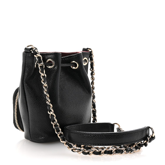 ショルダーバッグ・ポシェット × ヴィンテージ(中古) Chanel Caviar Classic Mini Bucket Bag Chanel Vintage CC Bucket Bag Black Caviar Gold Hardware