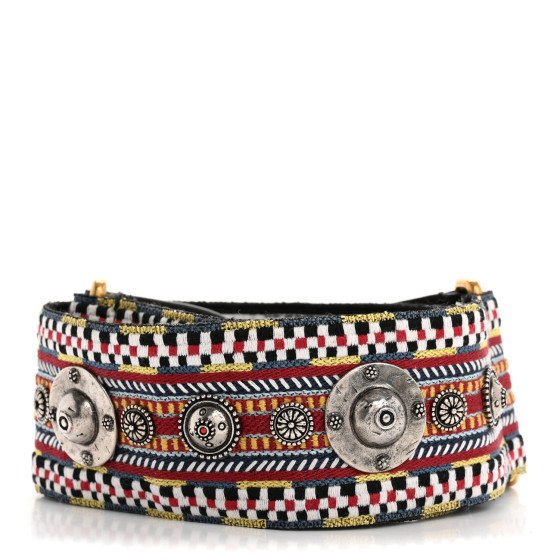 CHRISTIAN DIOR Canvas Embroidered Studded Shoulder Strap