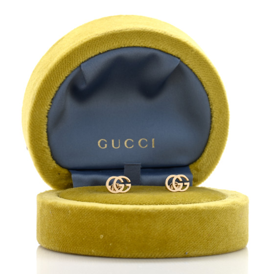 GUCCI 18K Yellow Gold GG Tissue Stud Earrings 1678712