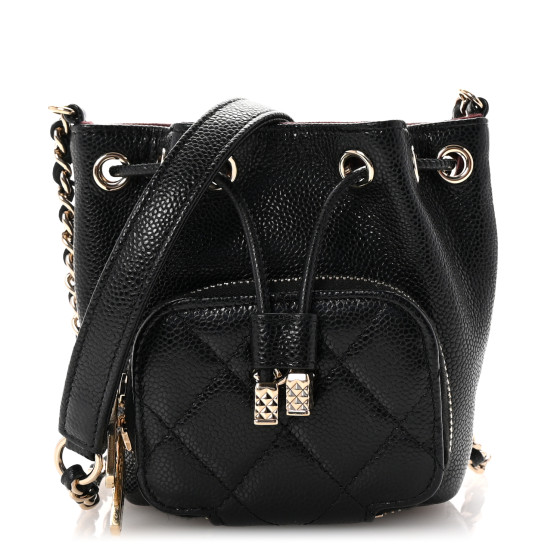 ショルダーバッグ・ポシェット × ヴィンテージ(中古) Chanel Caviar Classic Mini Bucket Bag Pre-loved Chanel Vintage Black Caviar Crossbody CC Bucket