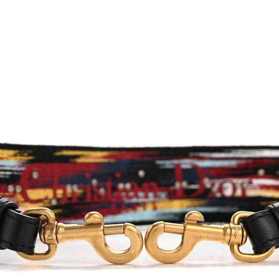 CHRISTIAN DIOR Canvas Embroidered Studded Shoulder Strap