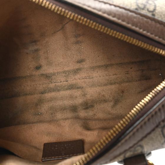 GUCCI GG Supreme Monogram Web Small Ophidia Boston Bag Beige