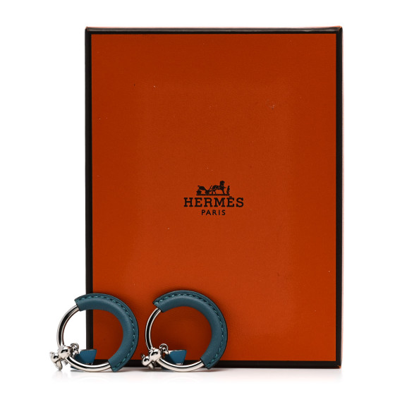 HERMES Swift Loop Medor Hoop Earrings Blue Jean 1677959