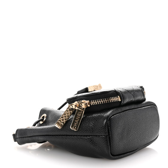 CHANEL Caviar Quilted Mini CC Pocket Bucket Bag Black