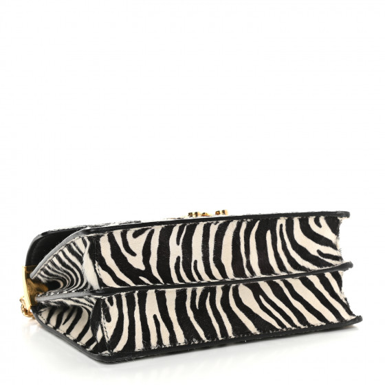 MIU MIU Pony Hair Zebra Print Confidential Logo Shoulder Bag