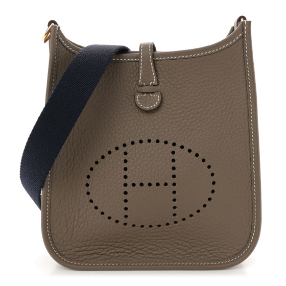 すぐお届け 関税込み HERMES Evelyne TPM Etoupe Blue Indigo HERMES Taurillon Clemence Amazone Evelyne TPM Etoupe Bleu