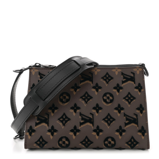 送料無料商品の通販 LOUIS VUITTON Monogram Tuffetage Triangle Messenger Black ストラップ