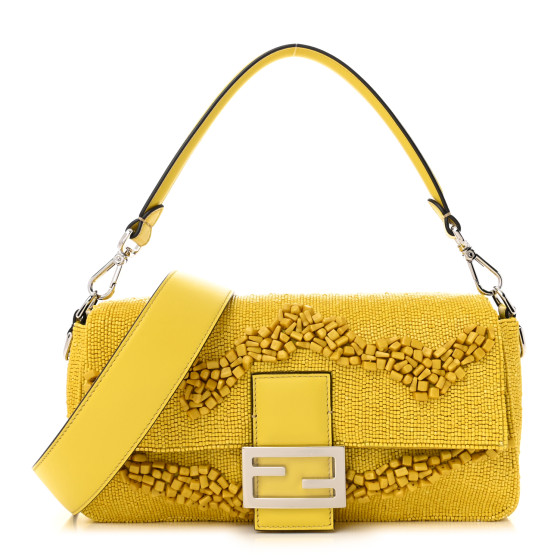 【関税&送料込】Fendi Embroidered Chenille Large Roll Shoppi FENDI Rolling Stone Vitello Seta Bead Embroidered Re-Edition