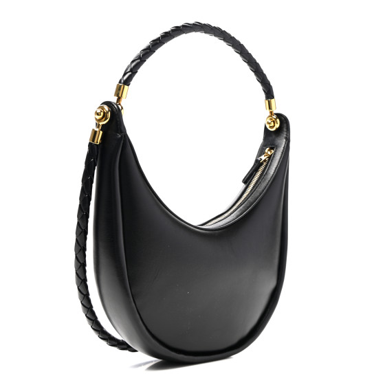 BOTTEGA VENETA Smooth Calfskin Hula Hoop Shoulder Bag Black