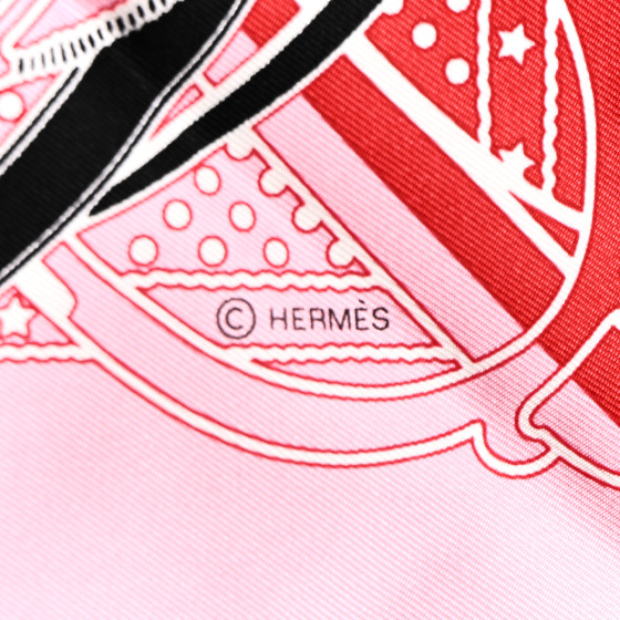 HERMES Silk Grand Manege Cut Bandana Love Scarf 70 Rouge