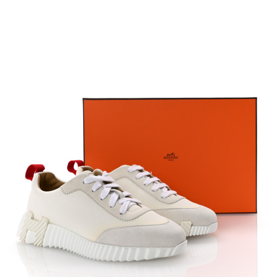 HERMES Technical Canvas Suede Goatskin Bouncing Sneakers 36