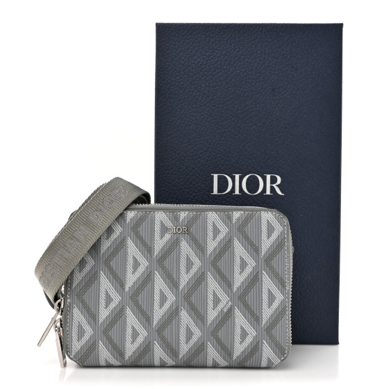 CHRISTIAN DIOR Coated Canvas CD Diamond Messenger Pouch Grey