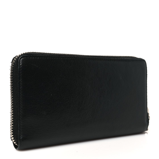 BALENCIAGA Calfskin Papier Zip Around Wallet Black 1660644