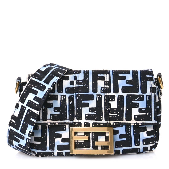 FENDI X JOSHUA VIDES Nylon FF Cloudy Mini Belt Baguette Bag