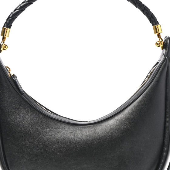 BOTTEGA VENETA Smooth Calfskin Hula Hoop Shoulder Bag Black