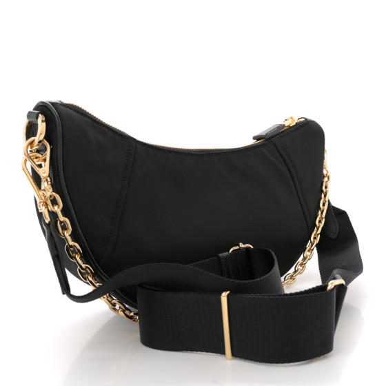★PRADA★Duet Re-Nylon Shoulder Bag★Black Gold Black Prada Duet Re-Nylon bucket bag | PRADA
