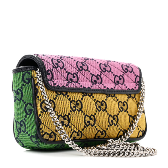 GUCCI Monogram Multicolor Matelasse Diagonal Super Mini GG