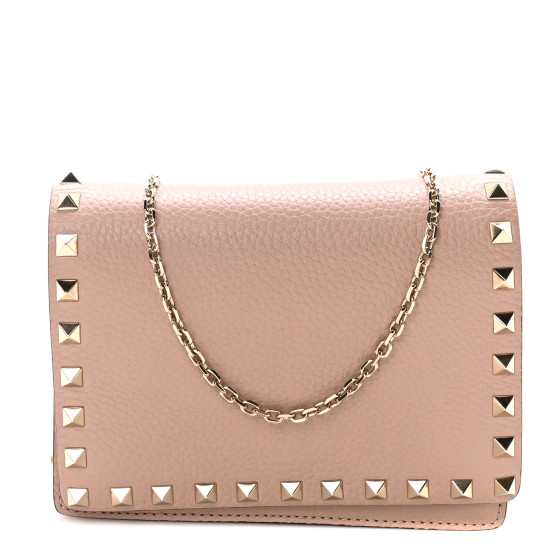 長財布 VALENTINO GARAVANI GARNET CALFSKIN ROCKSTUD CHAIN WALLET Rockstud Wallet With Chain In Grainy Calfskin for Woman in