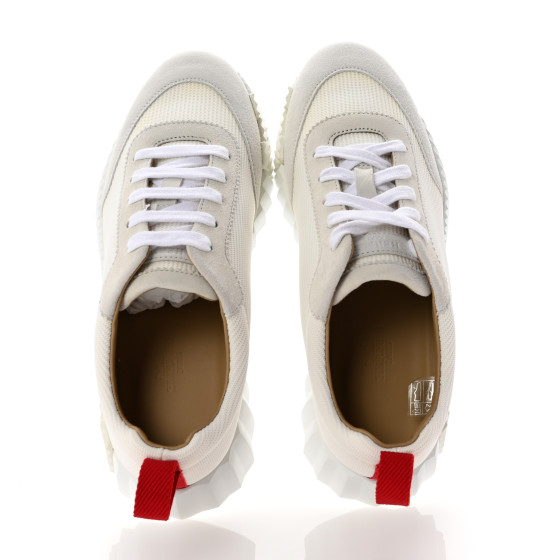 HERMES Technical Canvas Suede Goatskin Bouncing Sneakers 36