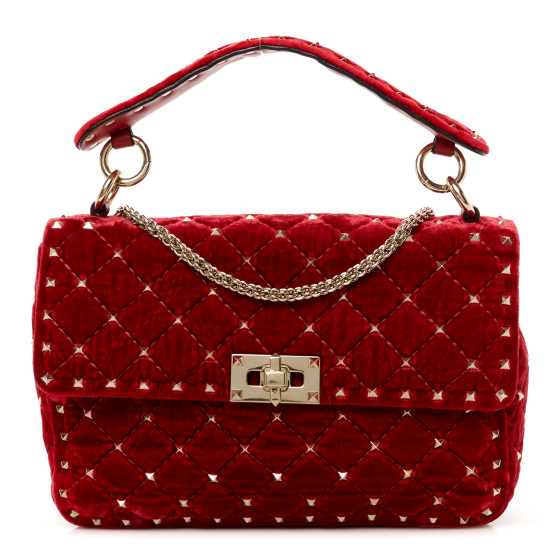 VALENTINO GARAVANI Velvet Medium Rockstud Spike Shoulder Bag