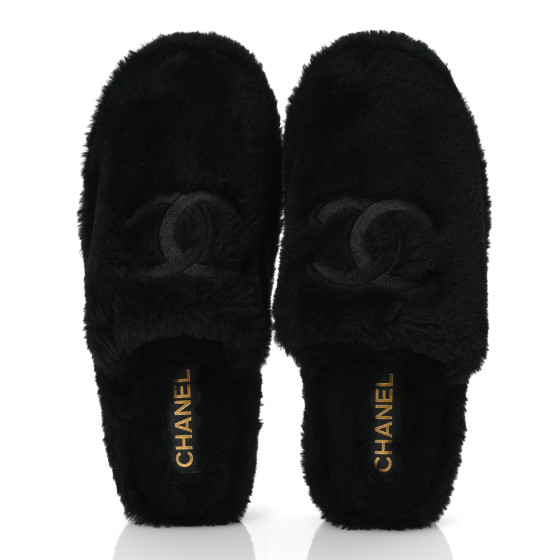 CHANEL ブラックミュール CHANEL Shearling CC Flat Mules 41 Black 1657589 | FASHIONPHILE
