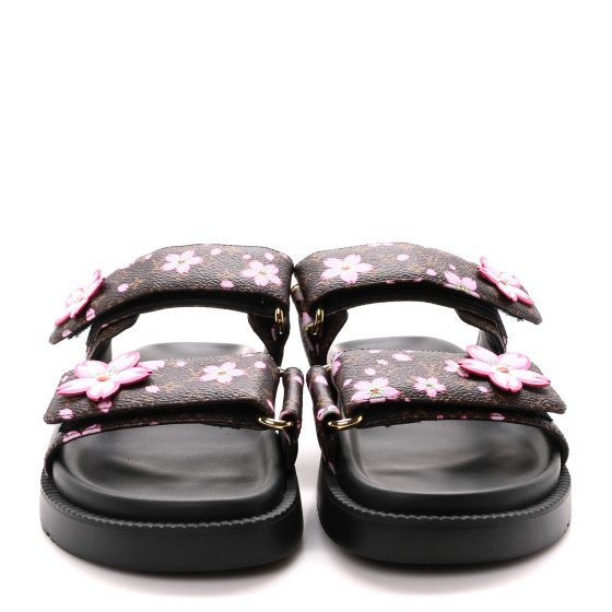 Louis Vuitton ブラック ミュール リボン付き 35.5 Authentic Louis Vuitton Black Leather Rubber Bow Sandal Size