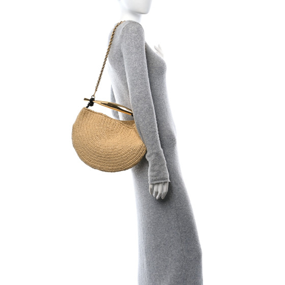 BOTTEGA VENETA Raffia Crochet Sardine With Chain Bag Natural