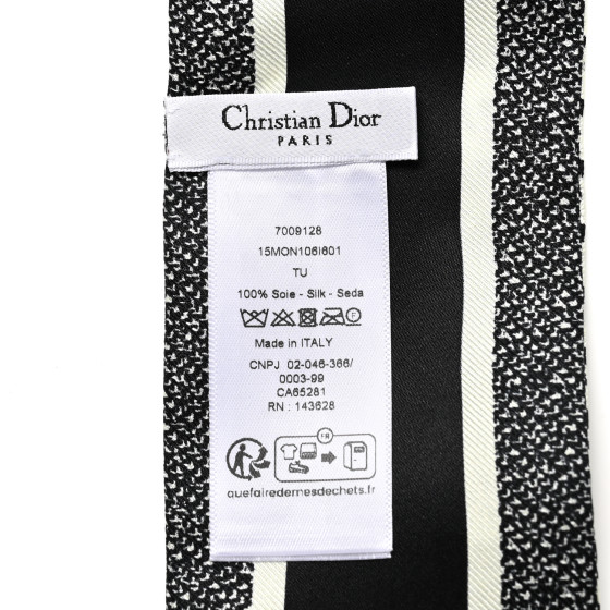 CHRISTIAN DIOR Silk Houndstooth Mitzah Scarf Black White