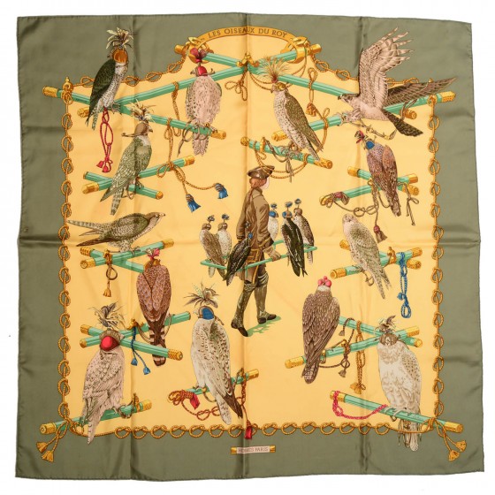 HERMES Silk Les Oiseaux Du Roy Scarf 90 142716 | FASHIONPHILE