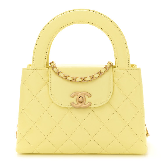 【差し色イエロー】CHANEL ミニショッピングバッグ*ケリー CHANEL Shiny Aged Calfskin Quilted Nano Kelly Shopper Light