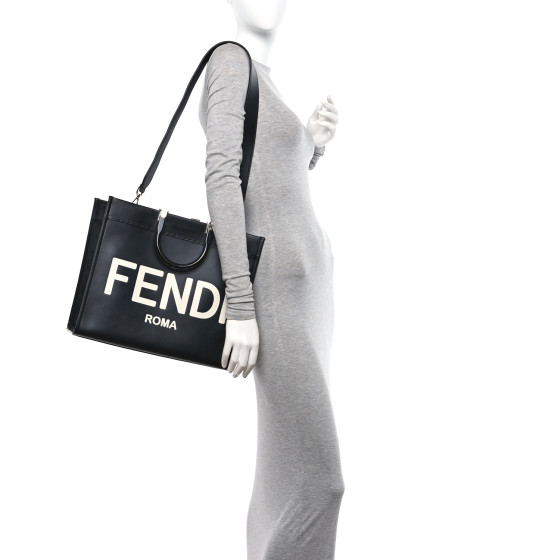 ☆FENDI☆ X-Tote Mediuml トート WHITE RICE×NERO♪ Fendi 8BH357 Joshua Vides Collaboration Shopper Bag Black